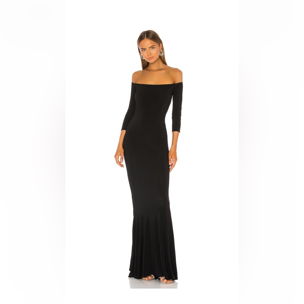 Normal Kamali-Off-Shoulder fishtail gown in black